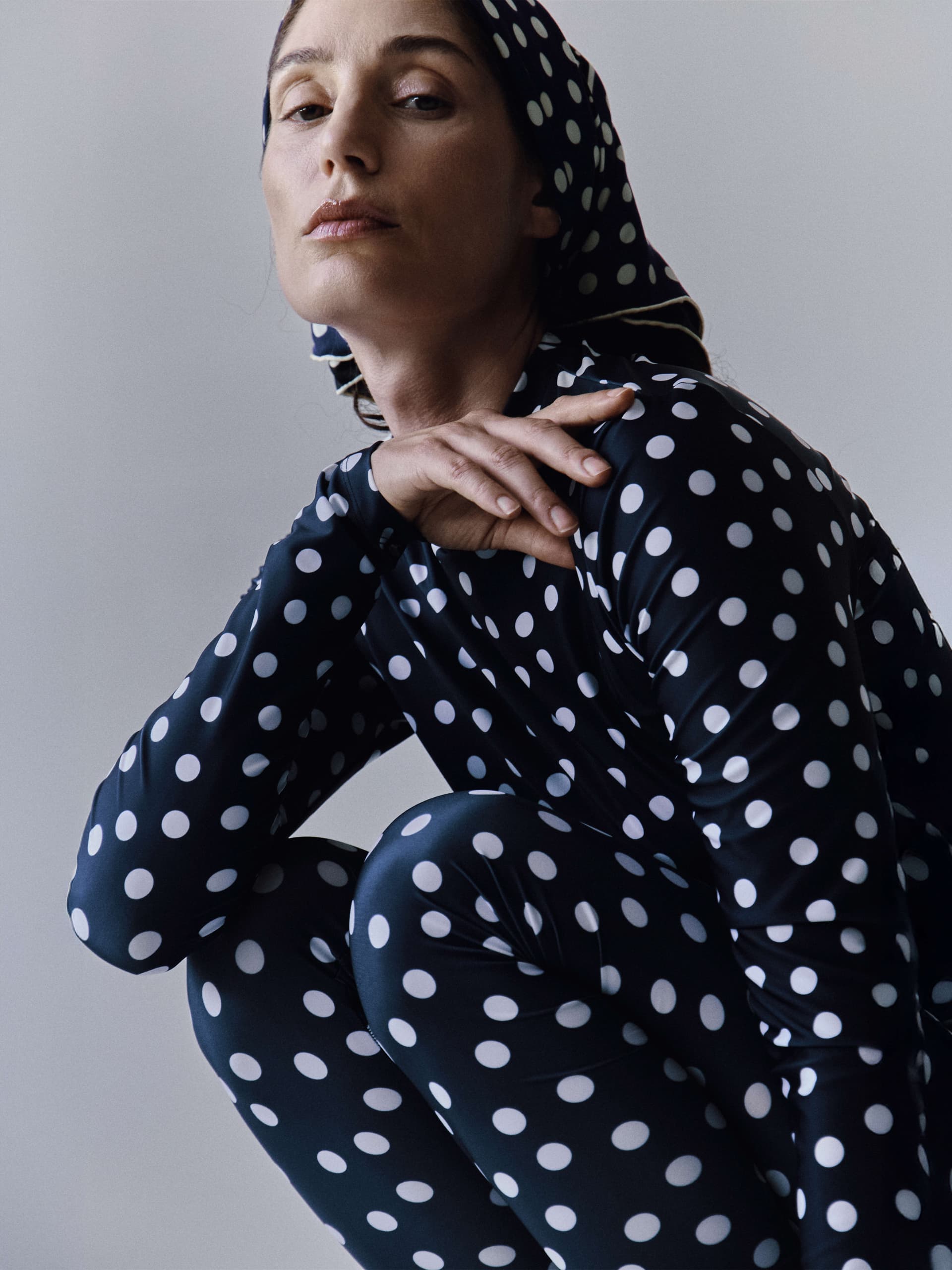 Jedwabna apaszka 53 cm Polka Dot black / navy