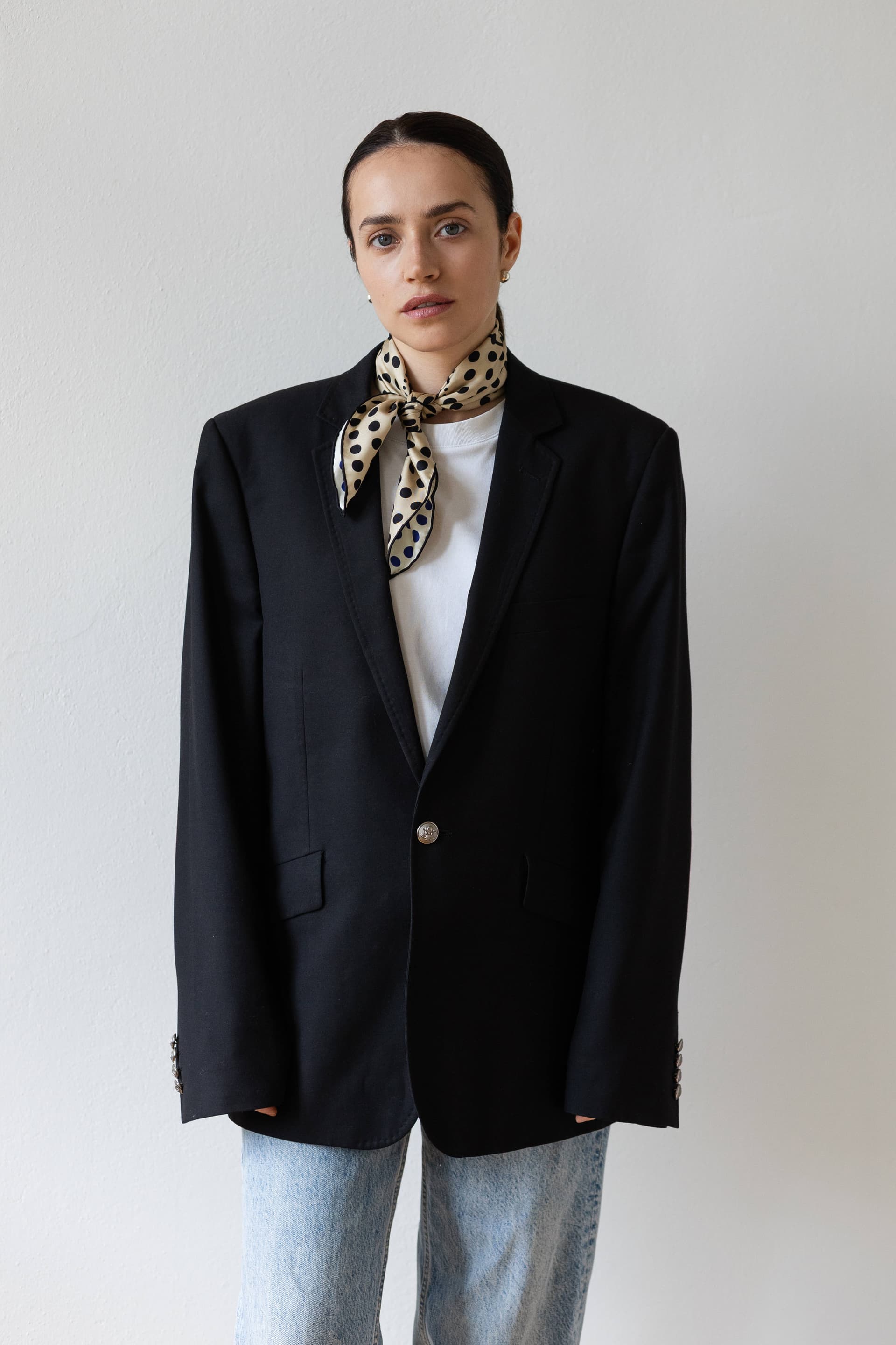 Jedwabna apaszka 53 cm Polka Dot beige / cream