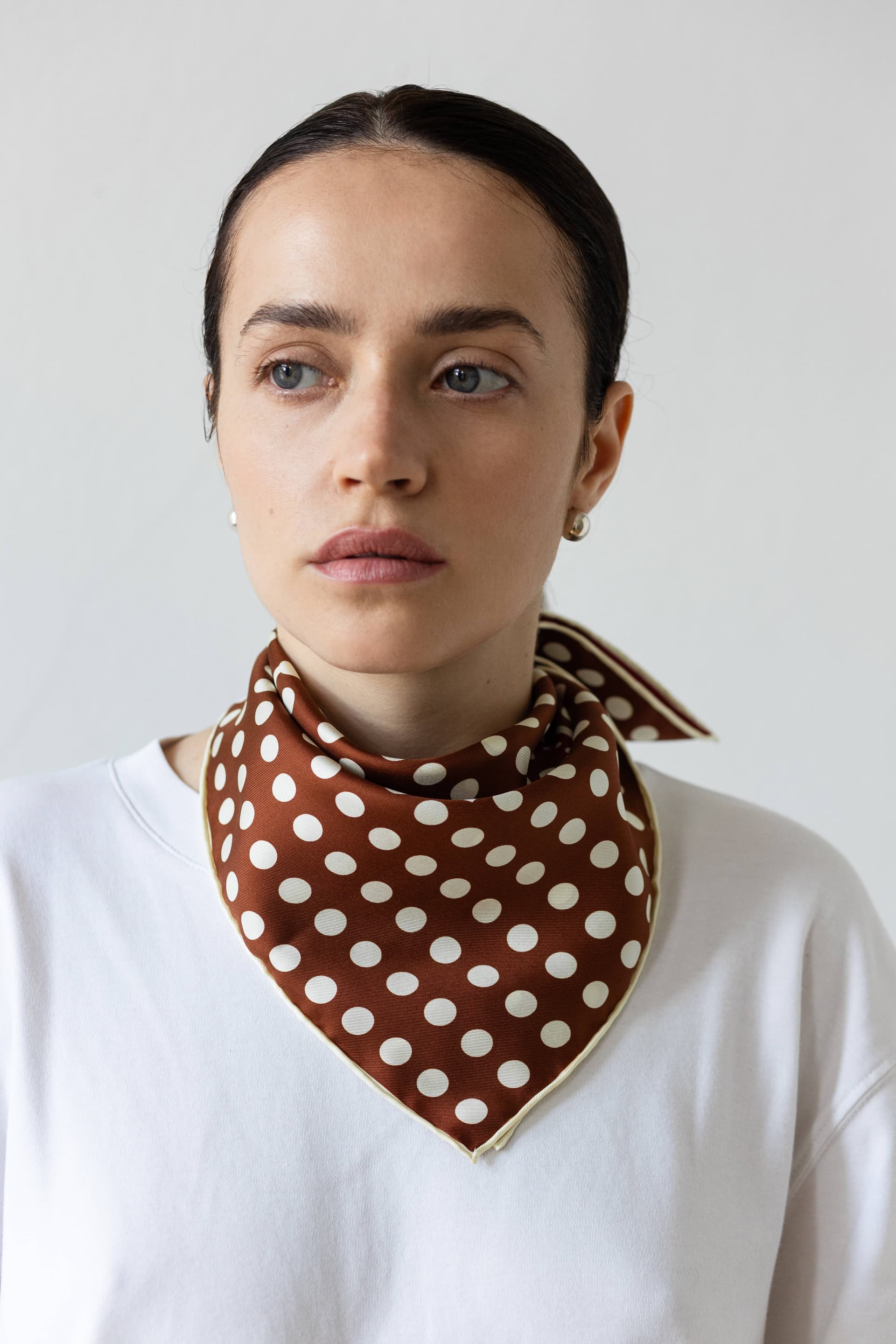 Jedwabna apaszka 53 cm Polka Dot burgundy / brown