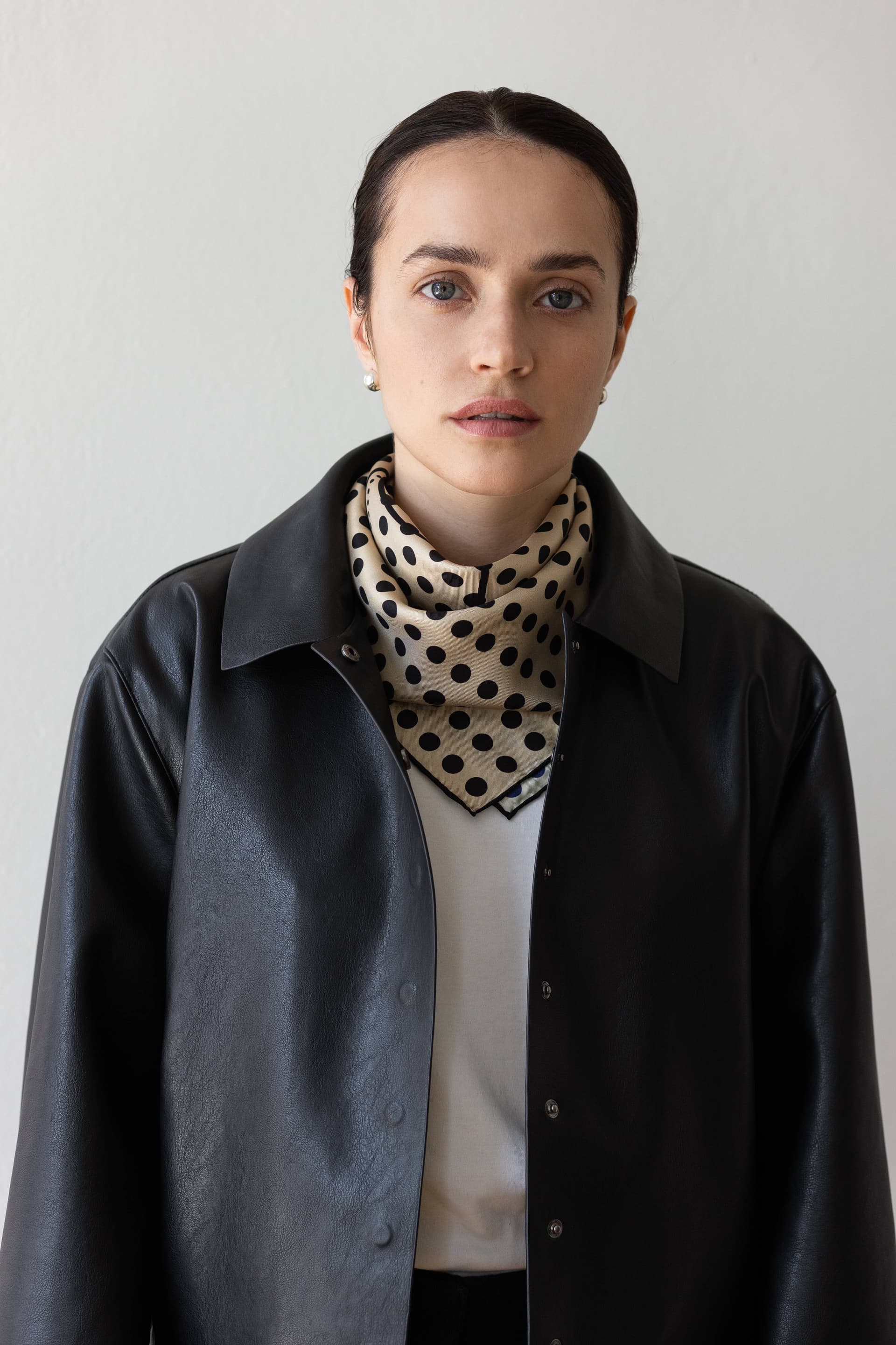 Jedwabna apaszka 65cm Polka Dot beige / cream