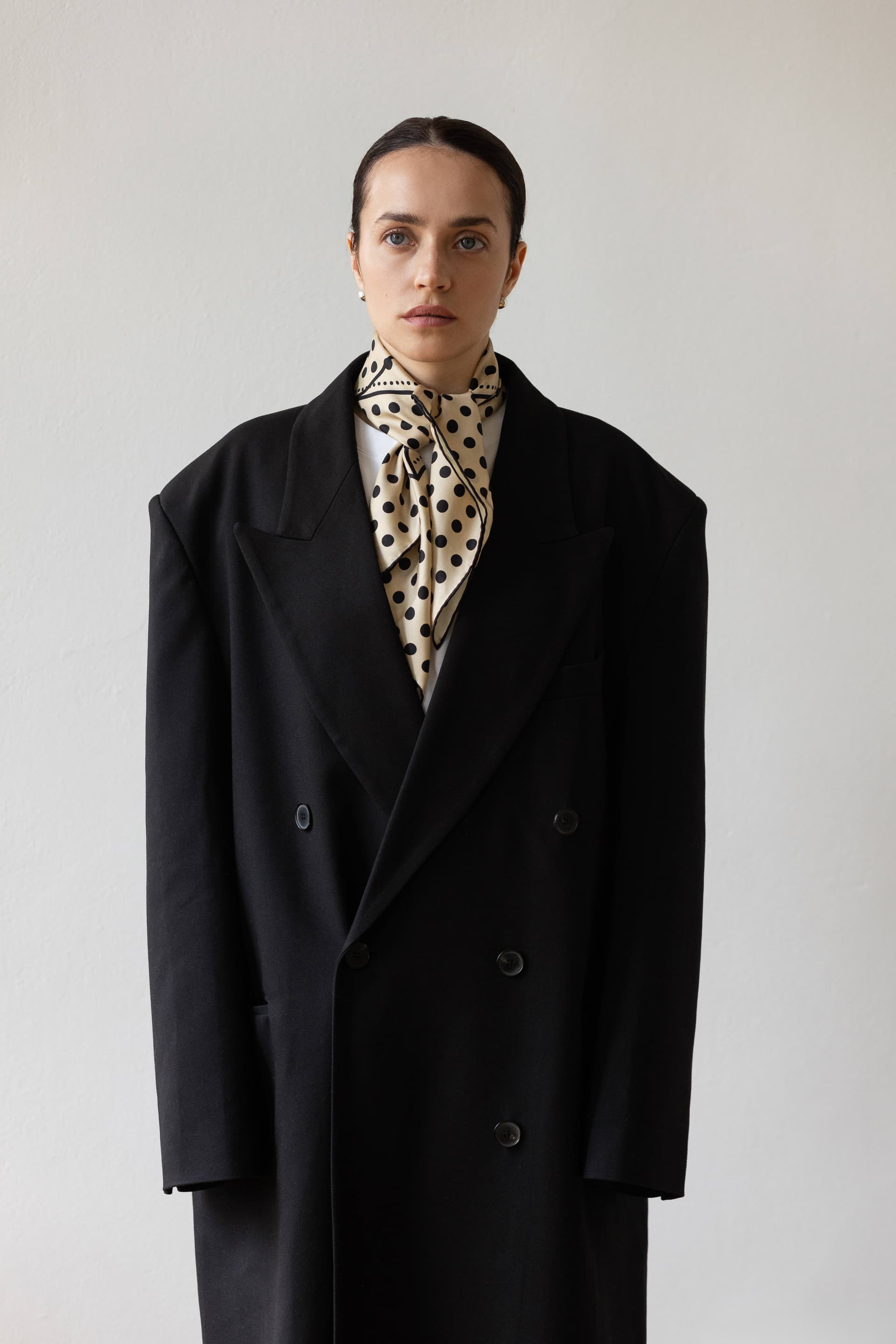 Jedwabna apaszka 65cm Polka Dot beige / cream