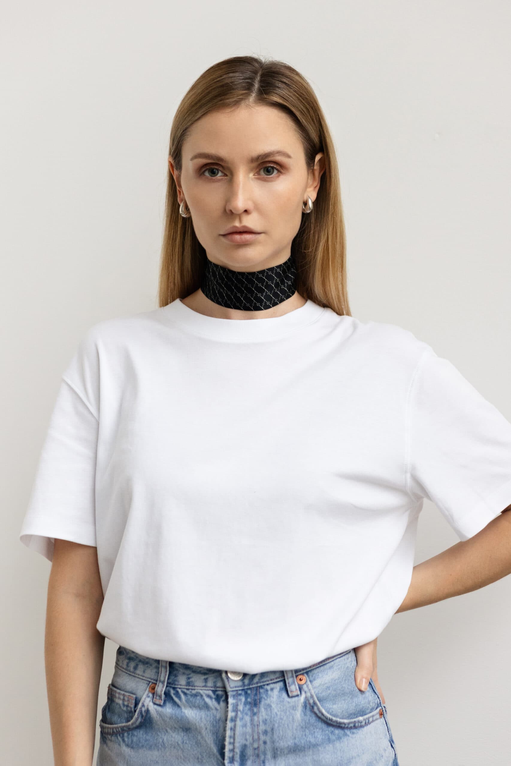 Jedwabny szaliczek 120 cm Sine Silk | BLACK